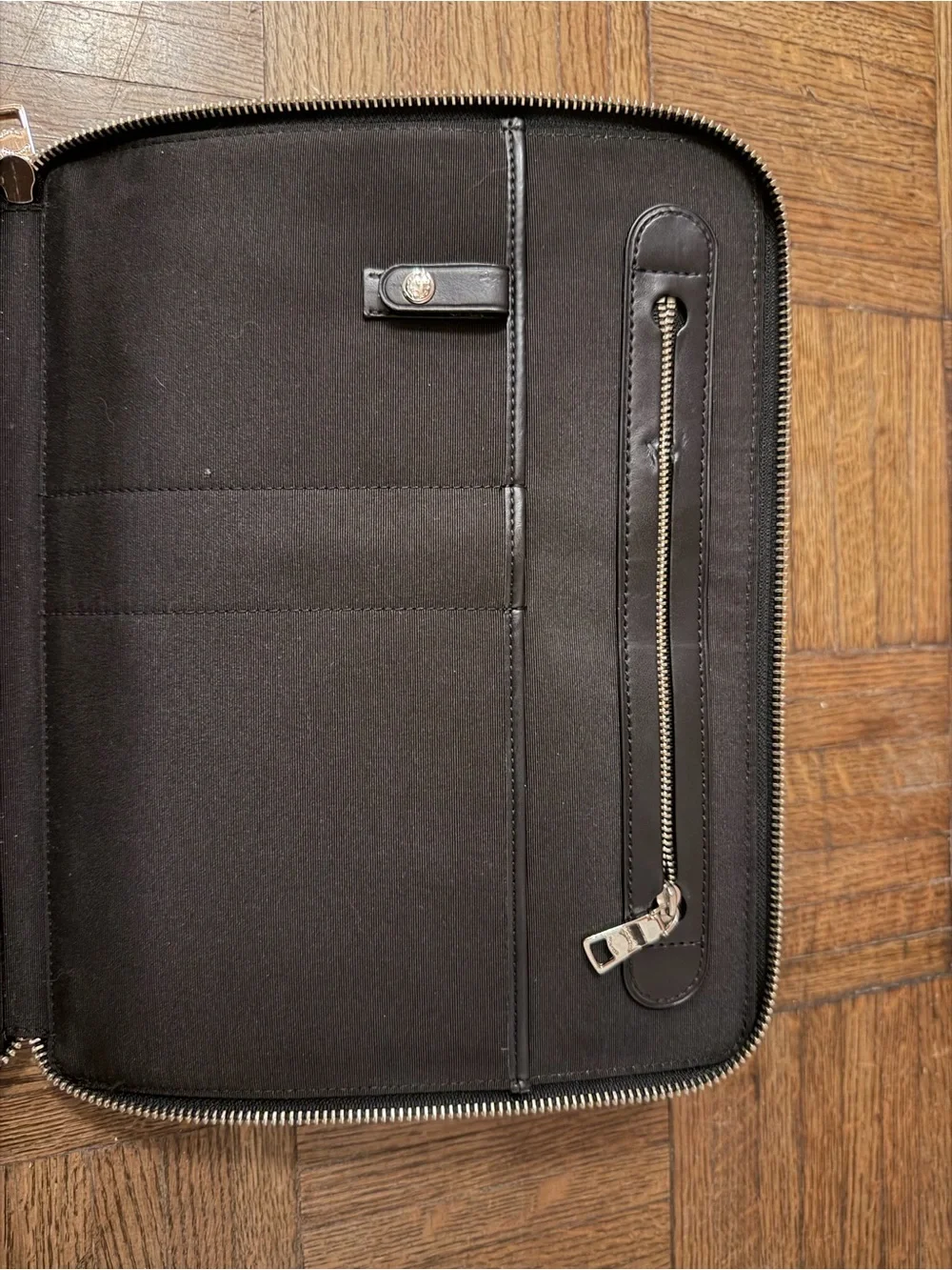 Coach Zip Around Tech/iPad Portfolio Case, Black Herringbone (New)